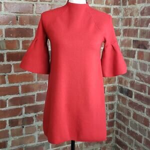Anthropologie Moth Chester Bell Sleeve sweaterdress red XS